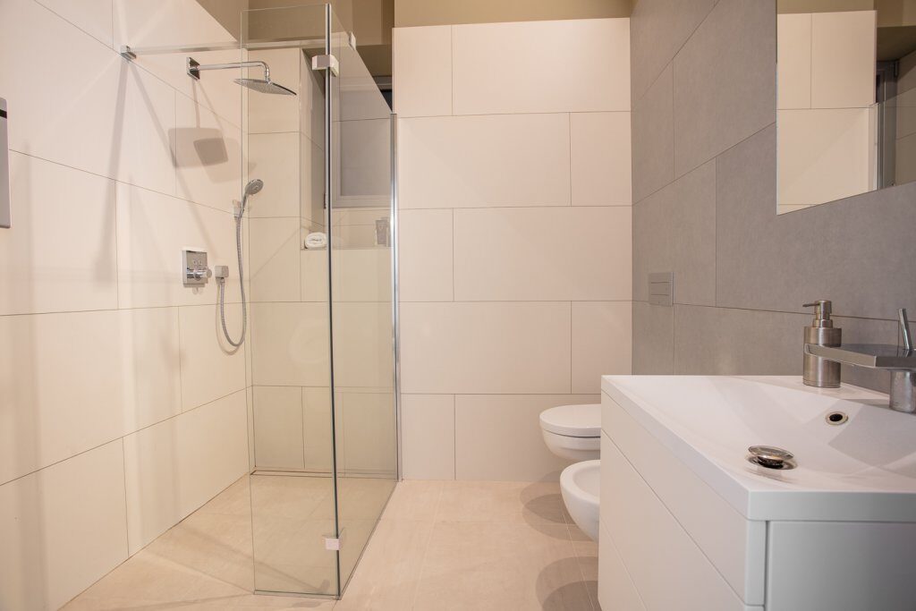 Walk-in shower bathroom